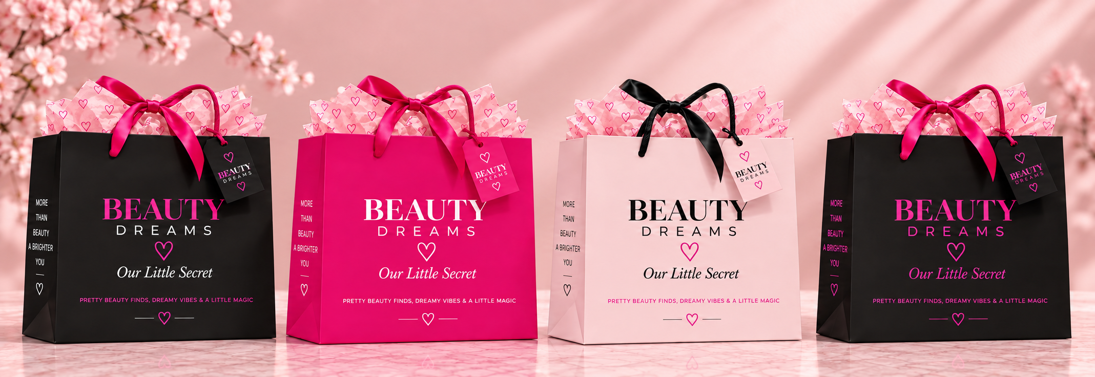 Univers de marque Beauty Dreams en rose et noir